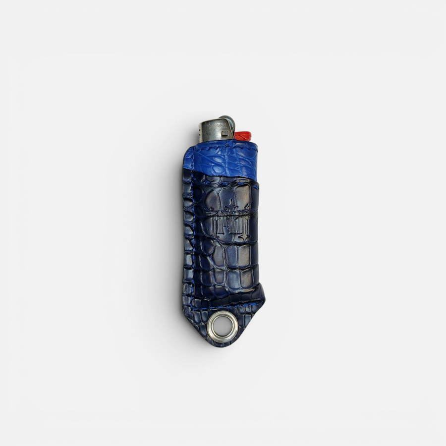 Étui à briquet bicolore en cuir d'alligator fait main, MRLM