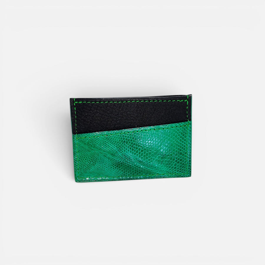 Porte-cartes bicolore — Vachette & Lézard Vert