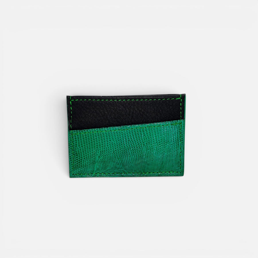 Porte-cartes bicolore — Vachette & Lézard Vert