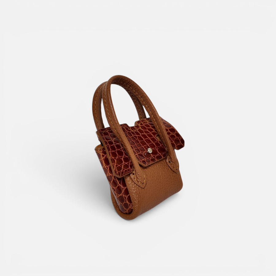 Mini sac MRLM — Alligator Cognac