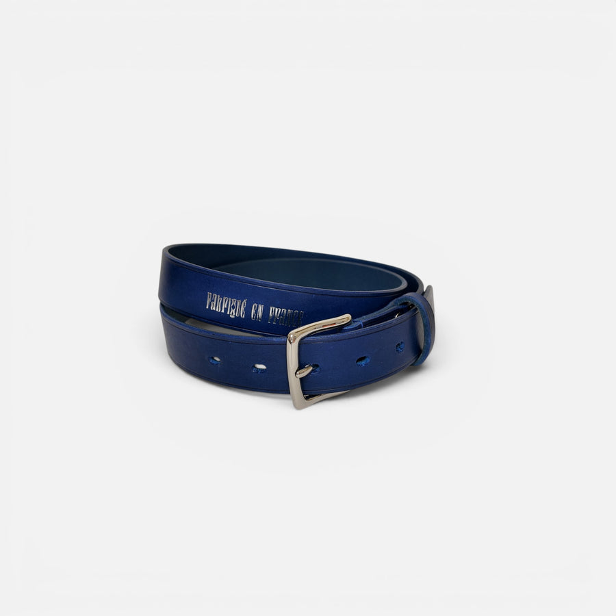 Ceinture MRLM — Bleu marine, logo embossé argenté