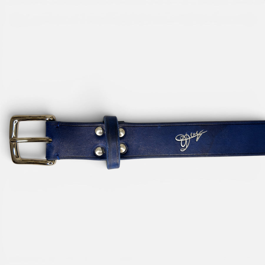 Ceinture MRLM — Bleu marine, logo embossé argenté