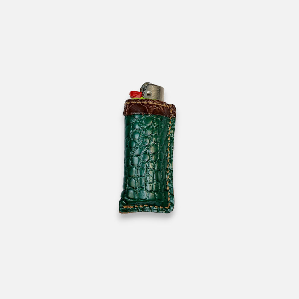 Étui à briquet en cuir d'alligator vert, vue alternative