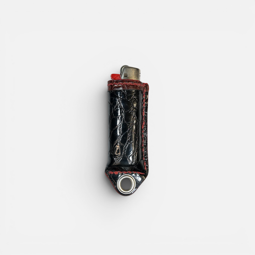 Étui à briquet en cuir d'alligator noir, vue alternative