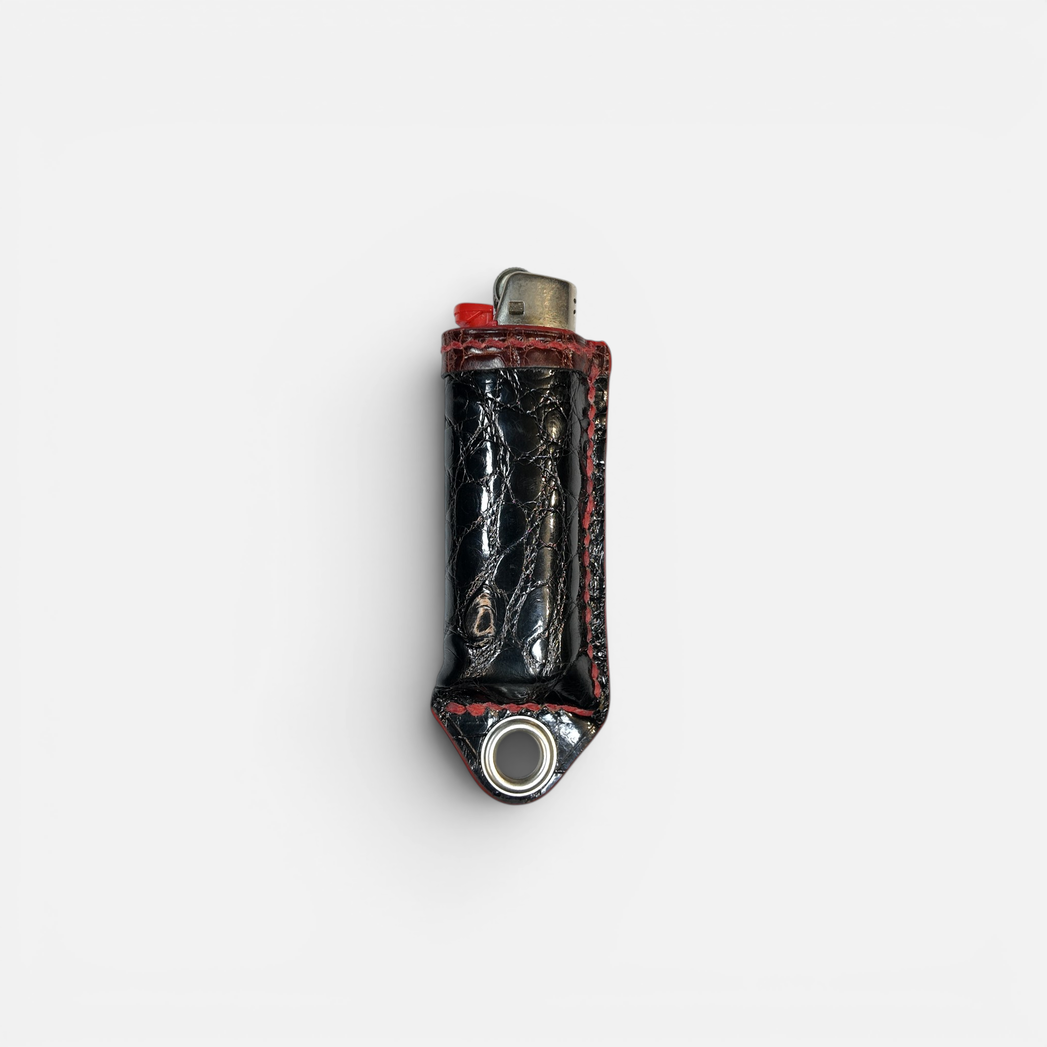 Étui à briquet en cuir d'alligator noir, vue alternative