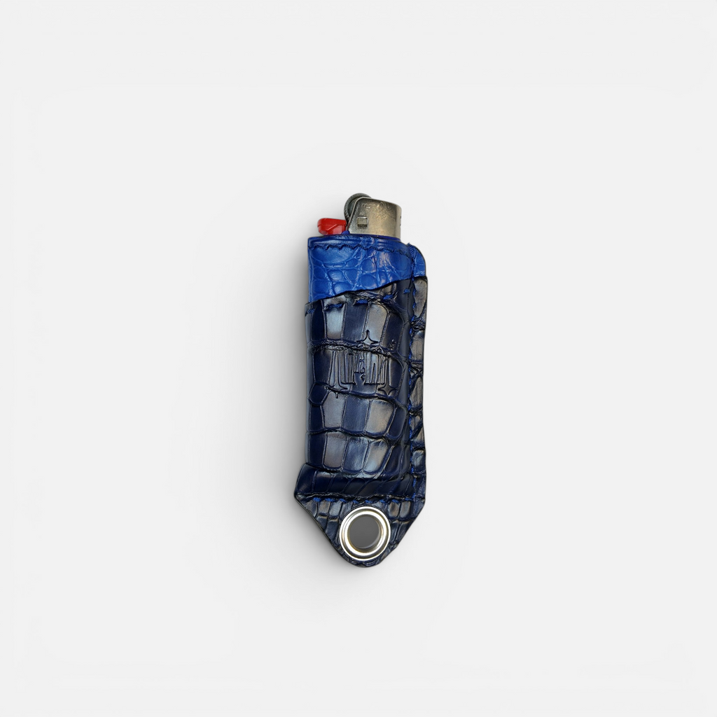 Étui à briquet bicolore en cuir d'alligator, vue alternative