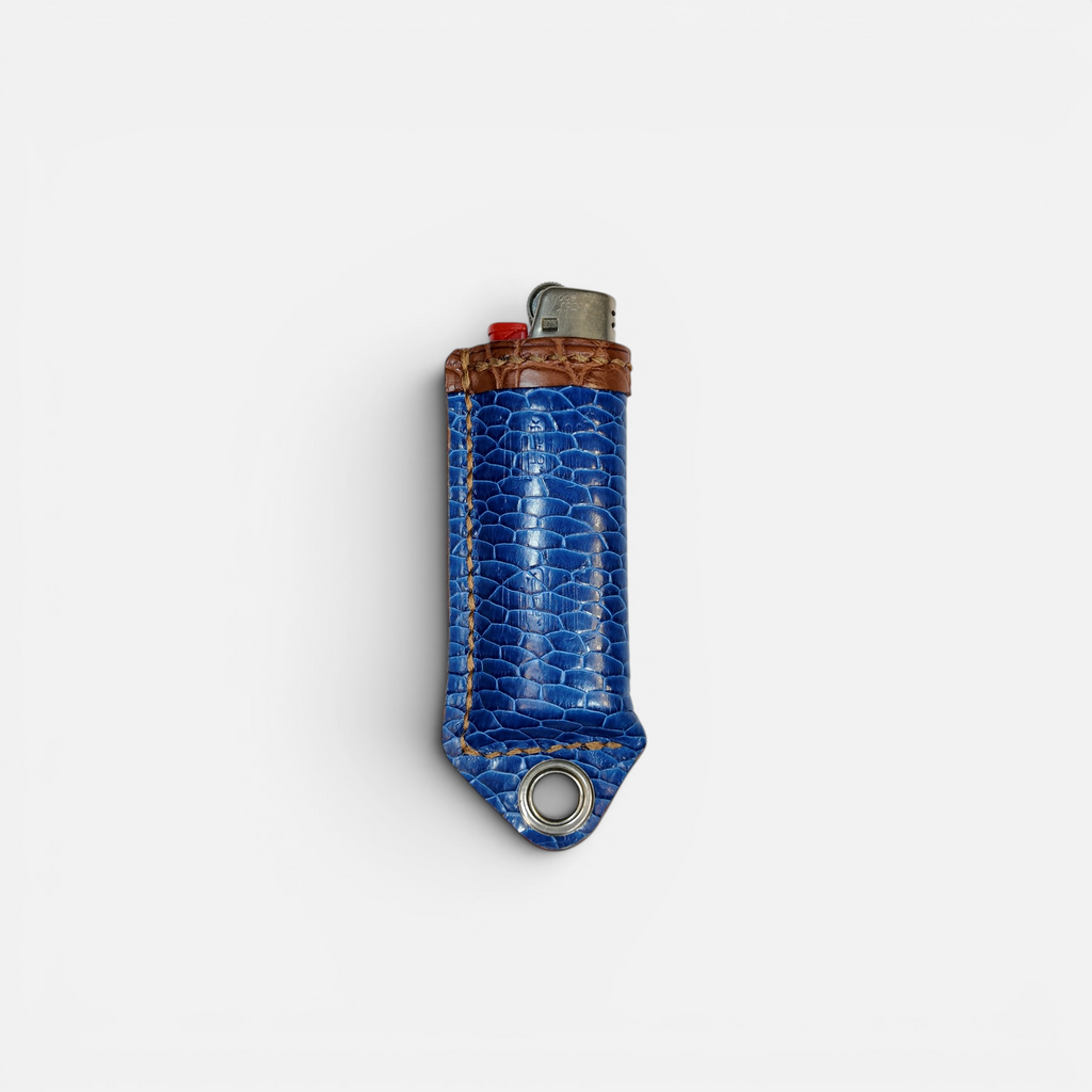 Étui à briquet en cuir de queue de castor bleu, vue alternative