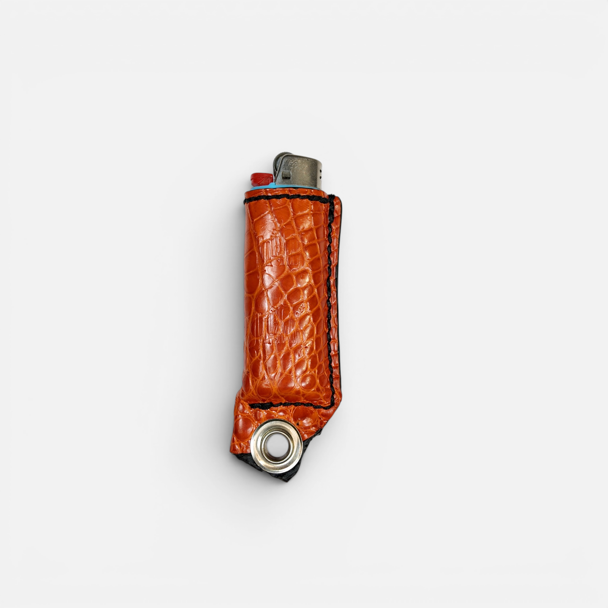 Étui à briquet en cuir d'alligator orange, vue alternative