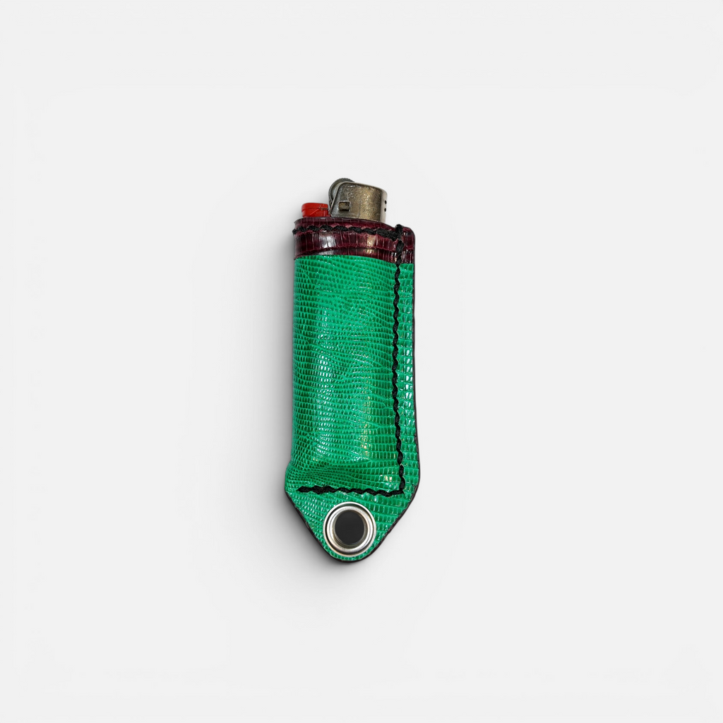 Étui à briquet en cuir de lézard vert, vue alternative