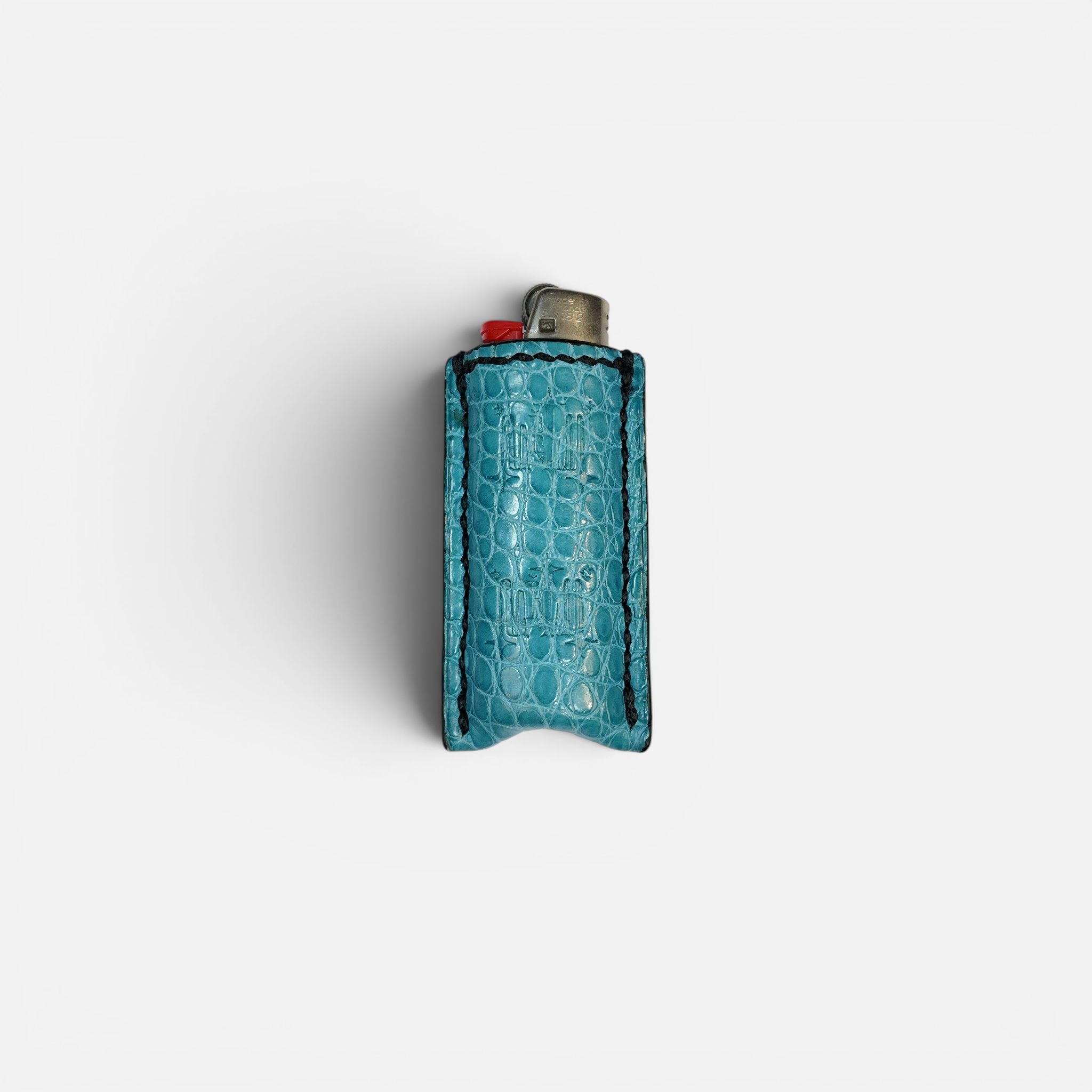 Étui à briquet en cuir d'alligator bleu fait main, MRLM