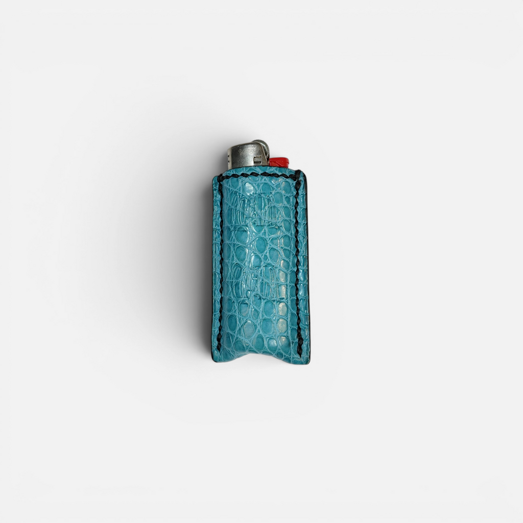 Étui à briquet en cuir d'alligator bleu, vue alternative