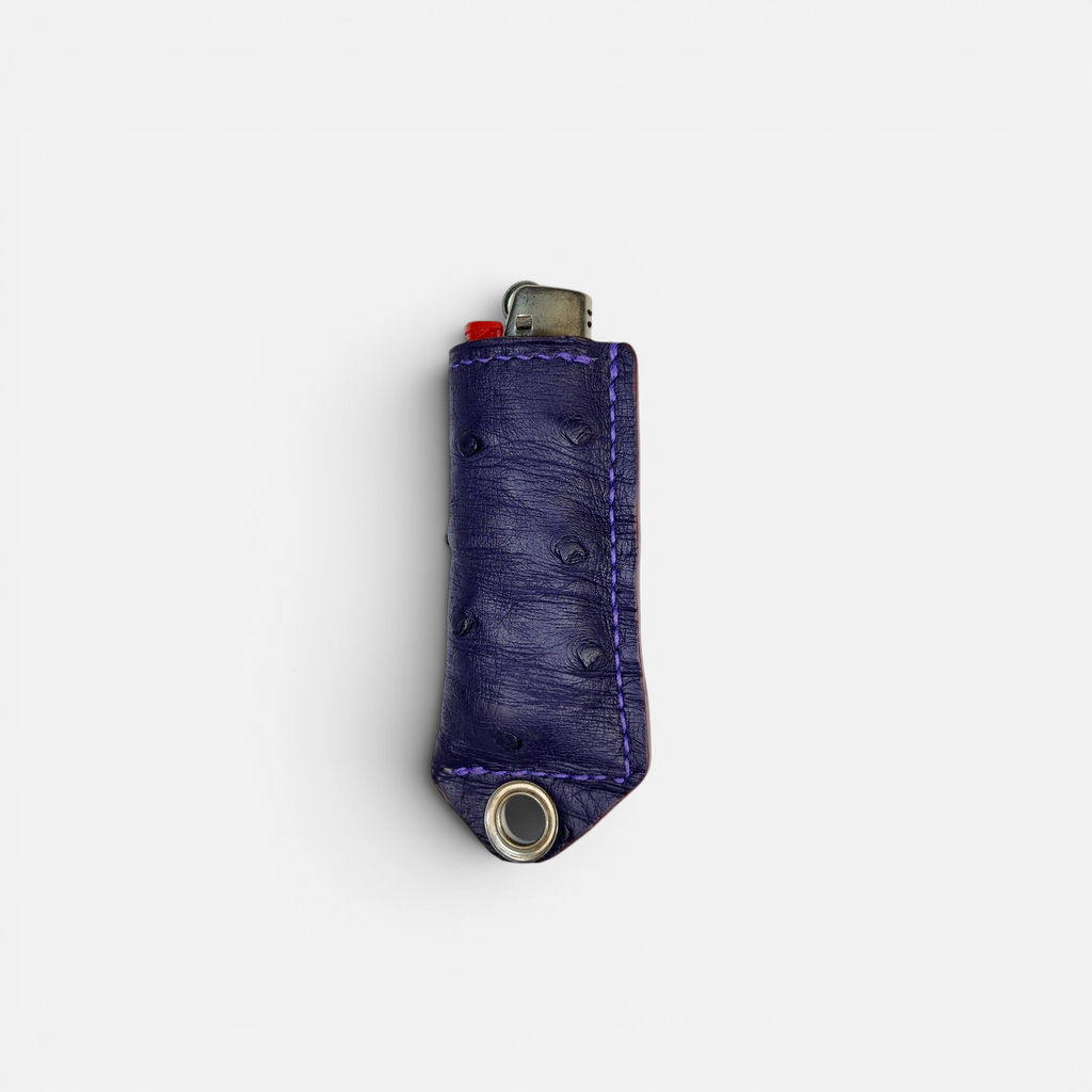 Étui à briquet en cuir d'autruche violet, vue alternative