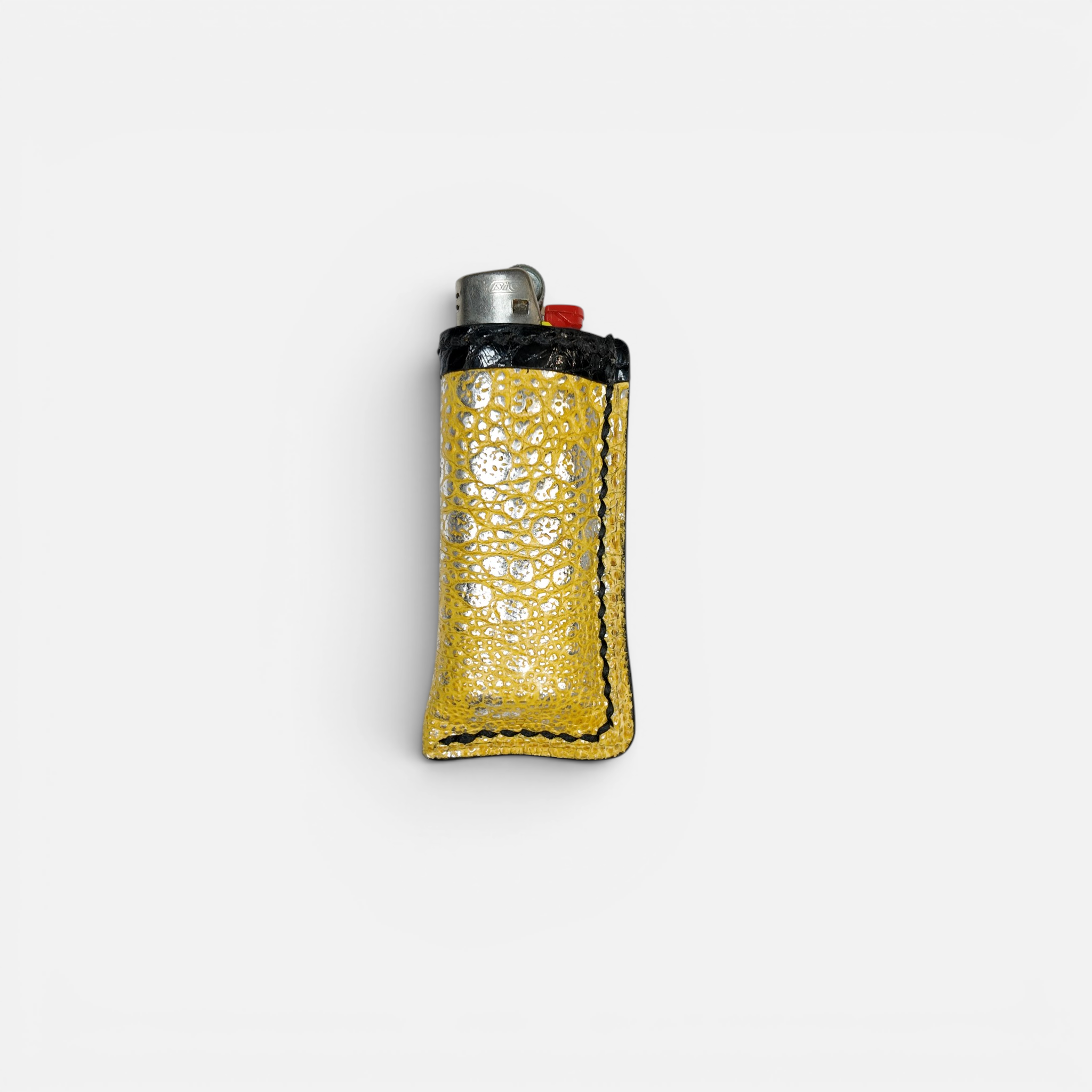 Étui à briquet en cuir de crapaud jaune fait main, MRLM