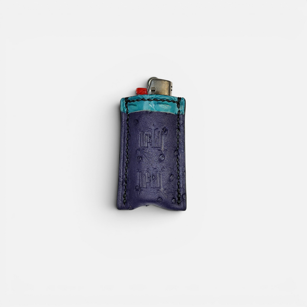 Étui à briquet bicolore en cuir d'autruche, vue alternative