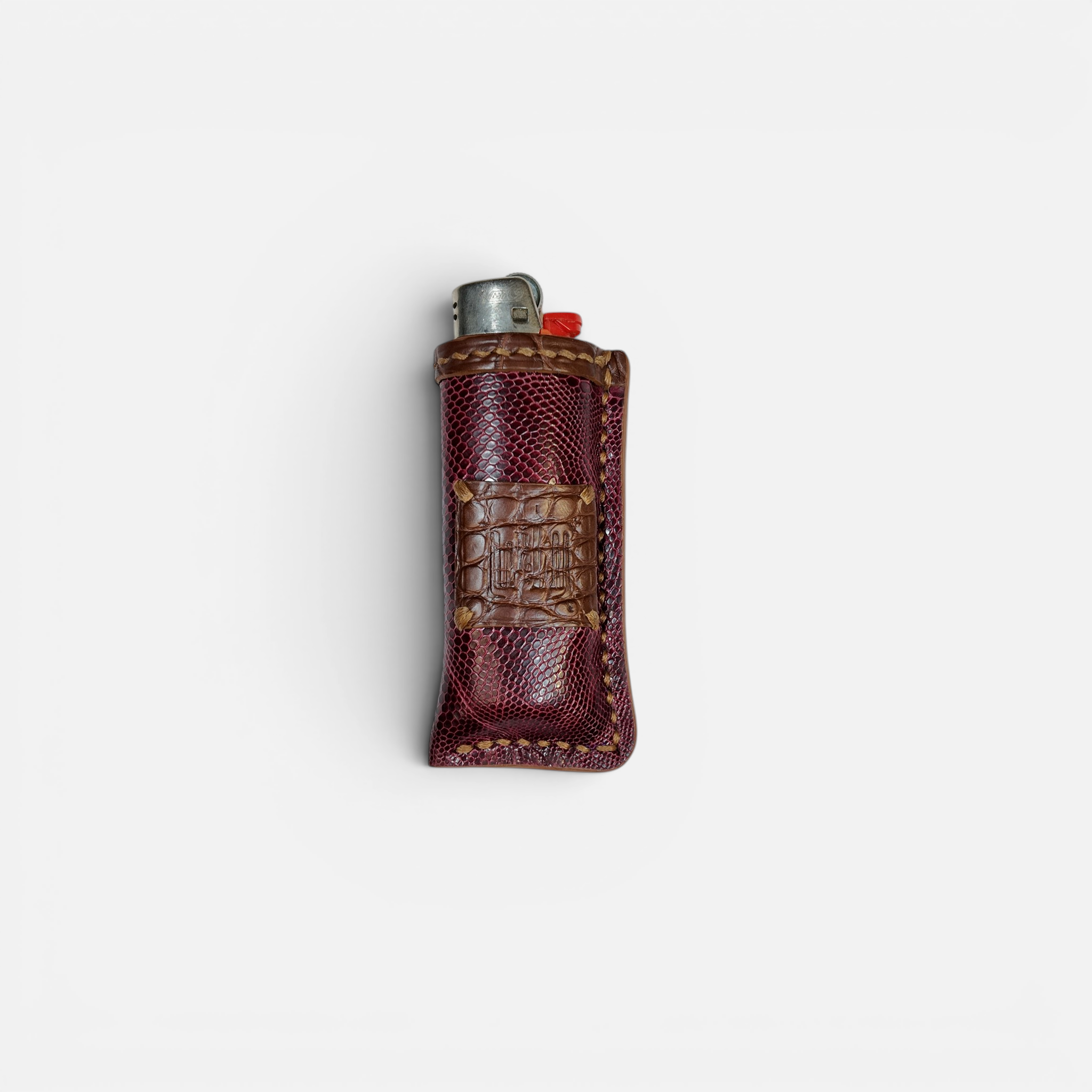 Étui à briquet en cuir de lézard marron, vue alternative