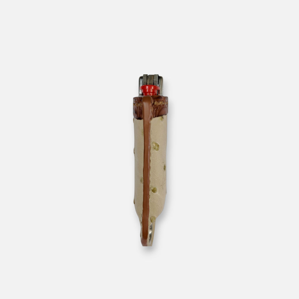 Étui à briquet en cuir d'autruche beige, vue alternative