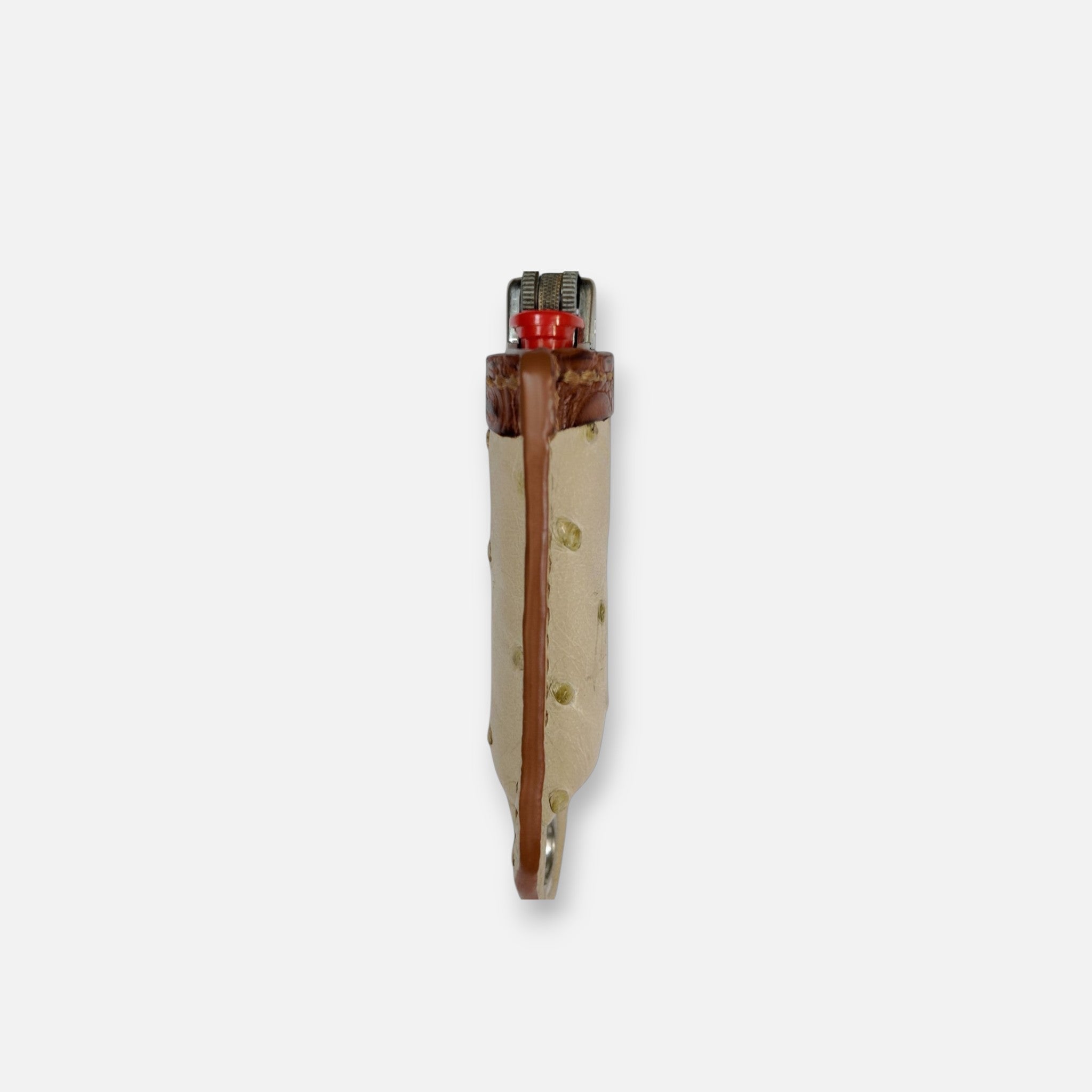 Étui à briquet en cuir d'autruche beige, vue alternative