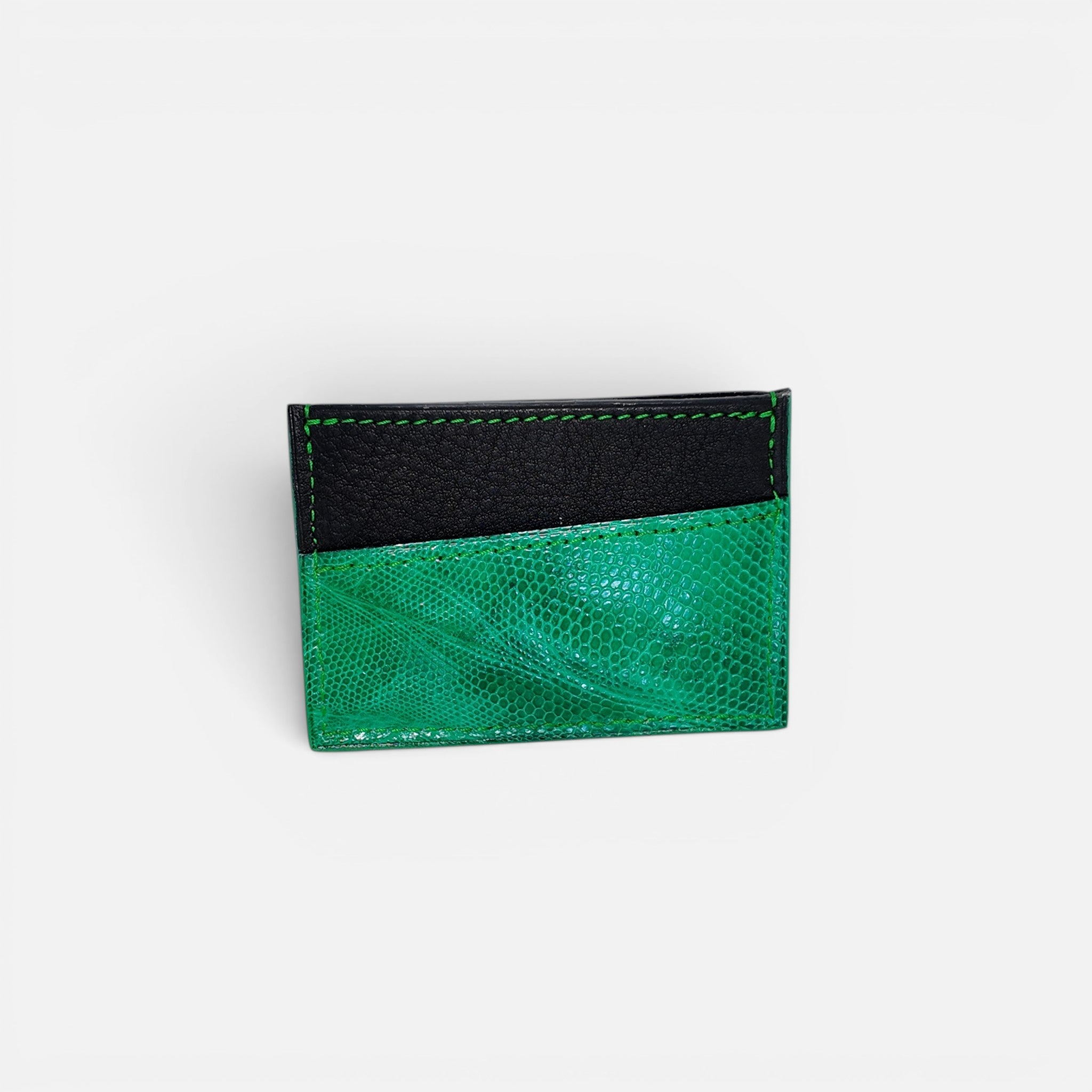 Porte-cartes bicolore — Vachette & Lézard Vert