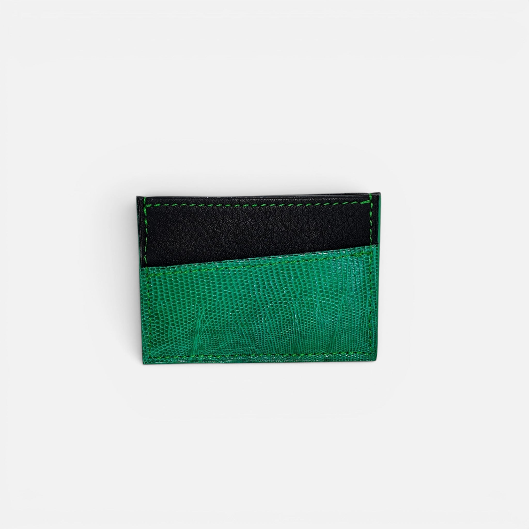 Porte-cartes bicolore — Vachette & Lézard Vert