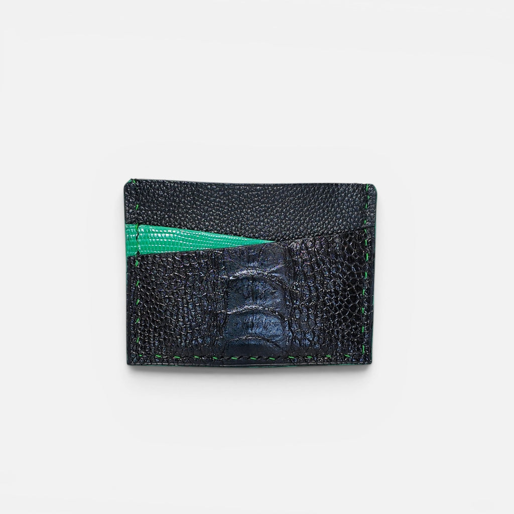 Porte-cartes tricolore — Vachette, Lézard & Patte d'Autruche