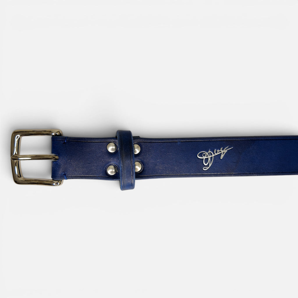 Ceinture MRLM 30mm — Bleu marine, logo embossé argenté