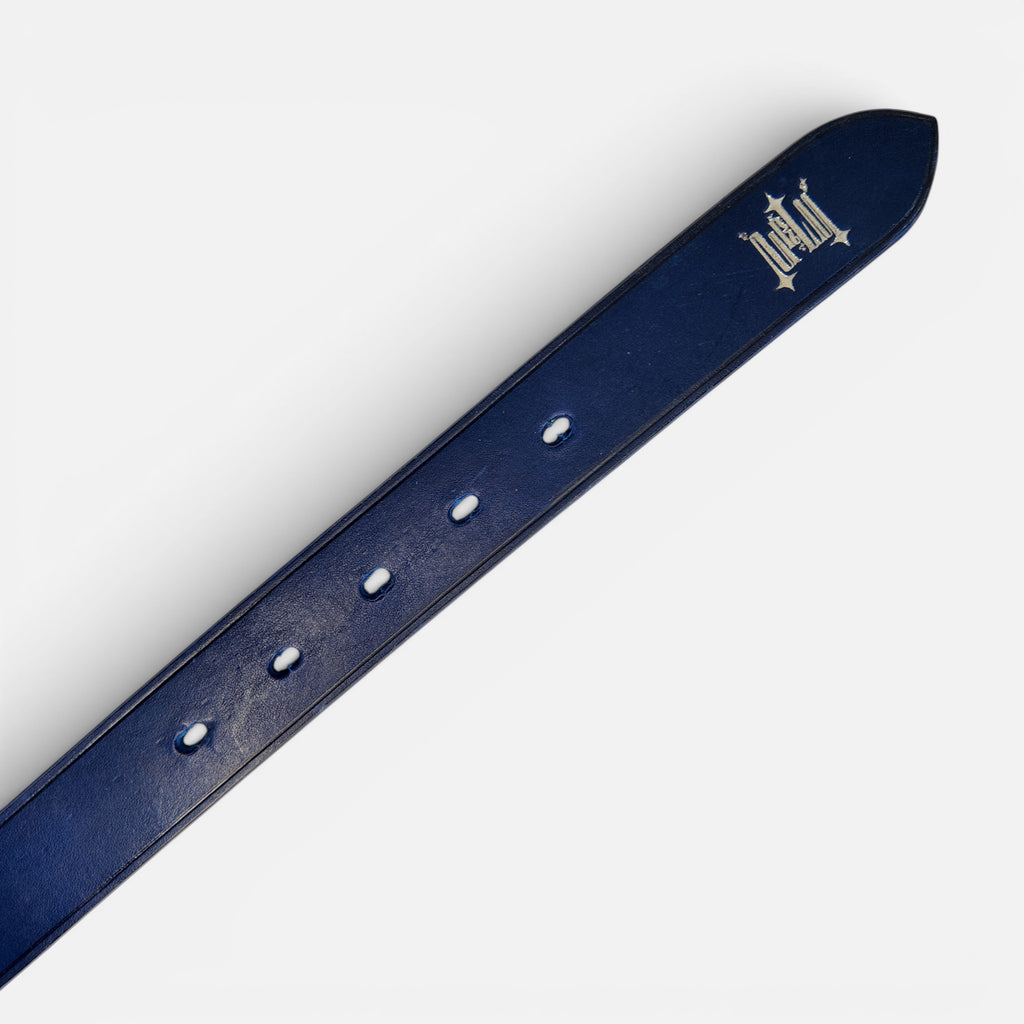 Ceinture MRLM 30mm — Bleu marine, logo embossé argenté