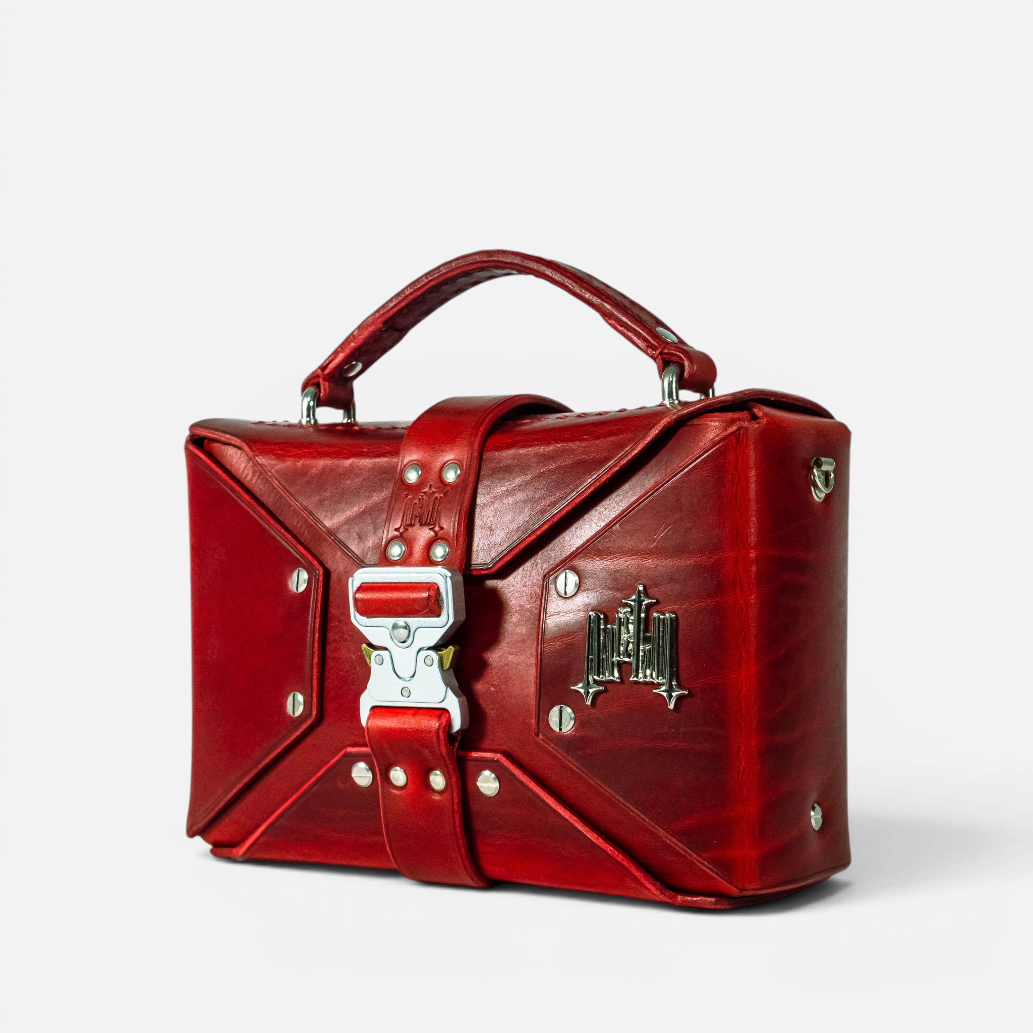 Sac DILI Rouge en cuir pleine fleur, vue de face