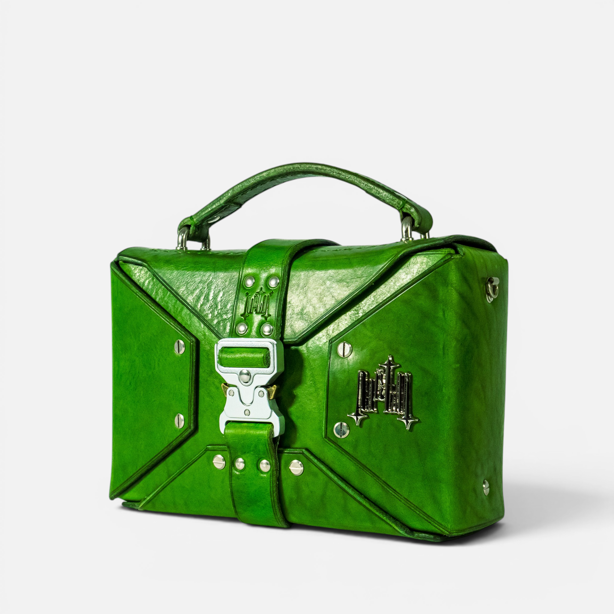 Sac DILI Vert en cuir pleine fleur, vue de face