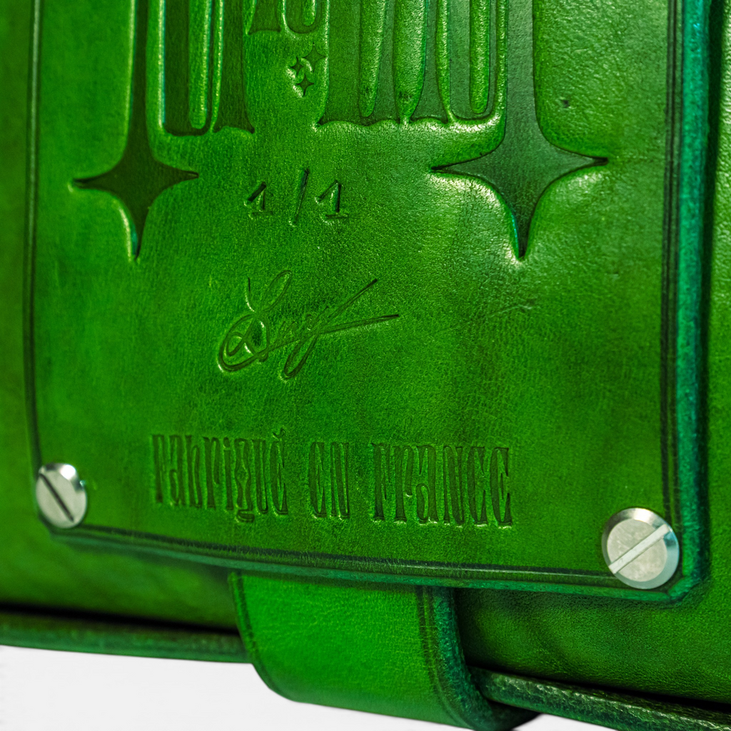 Sac DILI Vert en cuir pleine fleur, vue de dos